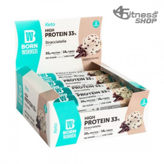 BORN WINNER Keto High Protein Bar 33% stracciatela 12x60 гр